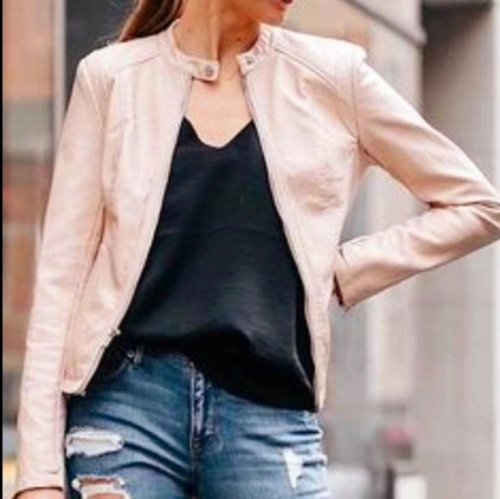 American Eagles Outfitters Aniya Women Bomber Jacket Light Pink Zip Front XS/S
